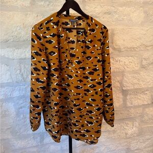 Madison Leopard Print Blouse, Mustard and Black